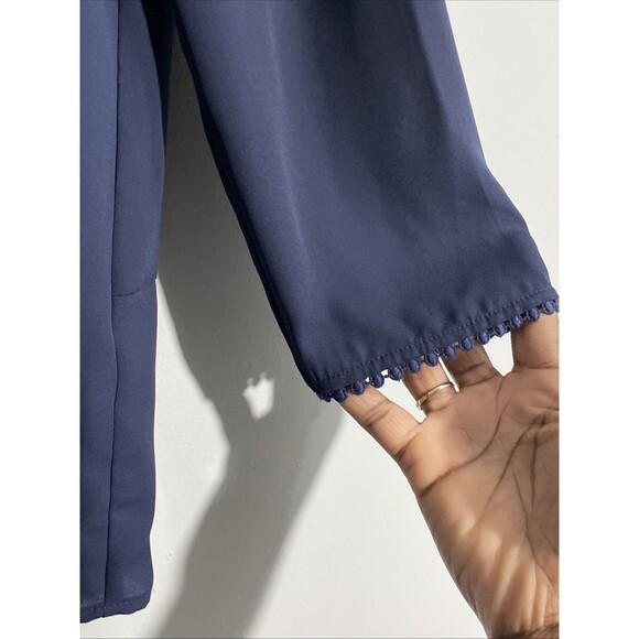 Lauren Conrad Large Blue Lace Detail Blouse Lightweight Feminine Romantic - Picture 5 of 15